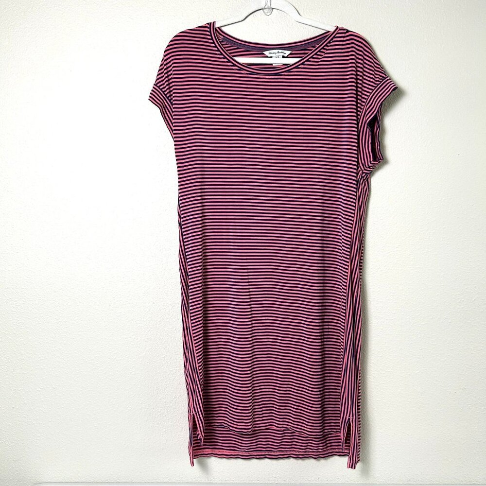 Tommy Bahama Dress Womens Size S Pink Navy Blue Striped Stretch Casual Pullover